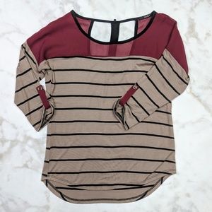 Papaya Brown & Black Striped Shirt w/ Back Cut out